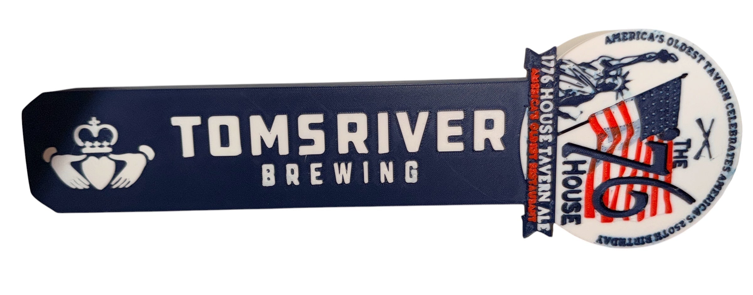 Toms River Brewing Company tap handle with American flag design