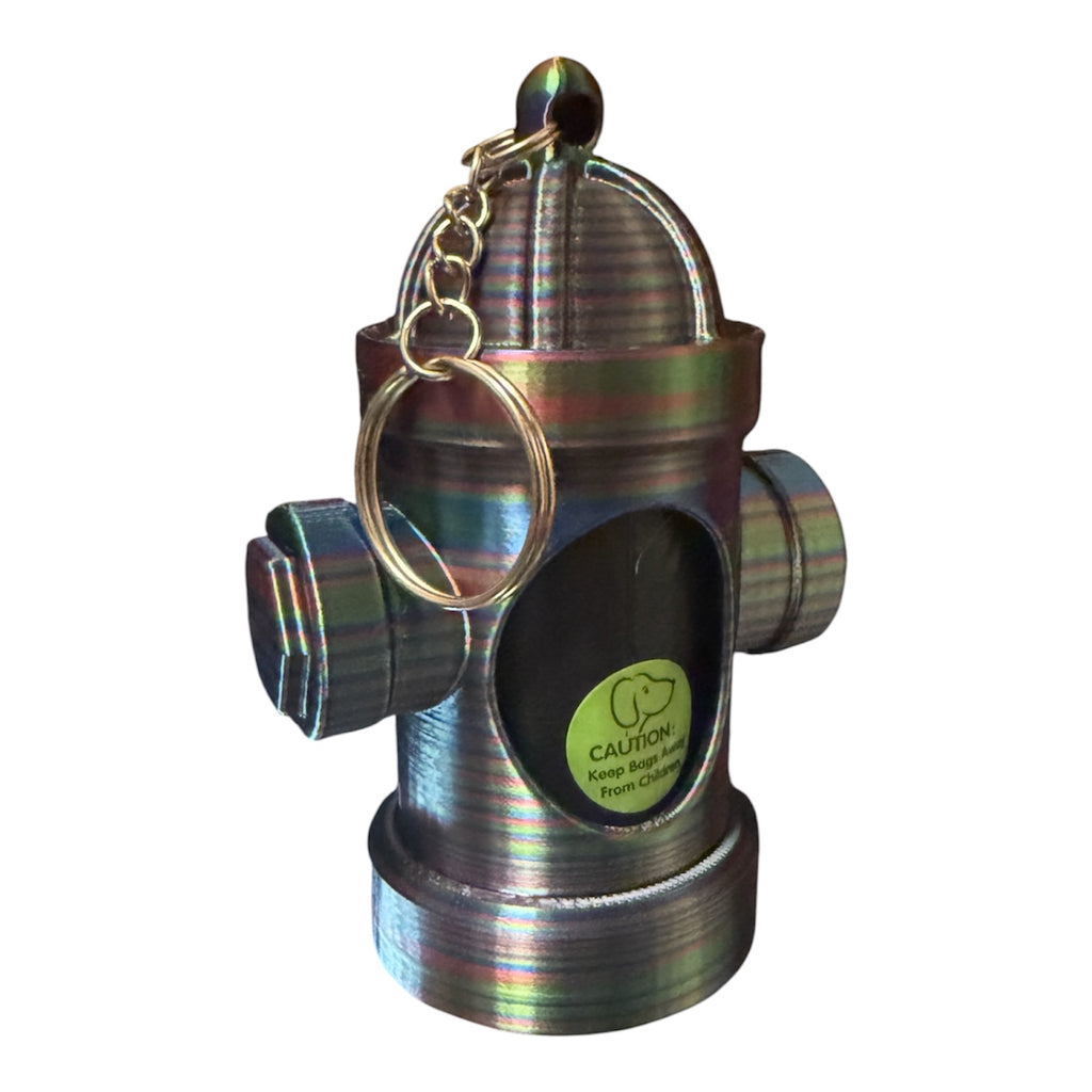 Driftwood 3D Printworks fire hydrant dog poop bag holder keychain, pet supplies accessory with fun fire hydrant design.