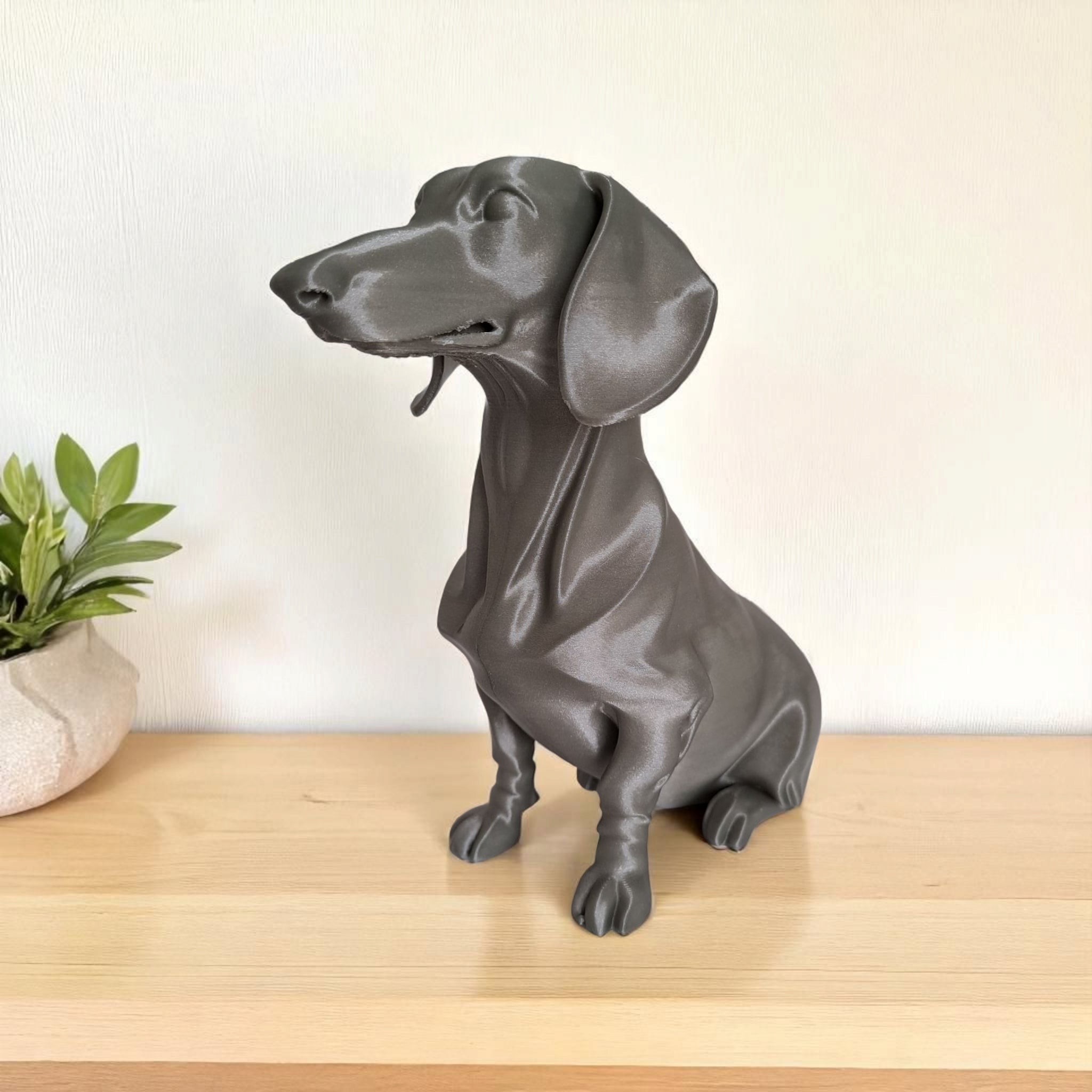 Dachshund Dog Statue | Modern 3D Printed Sausage Dog Decor