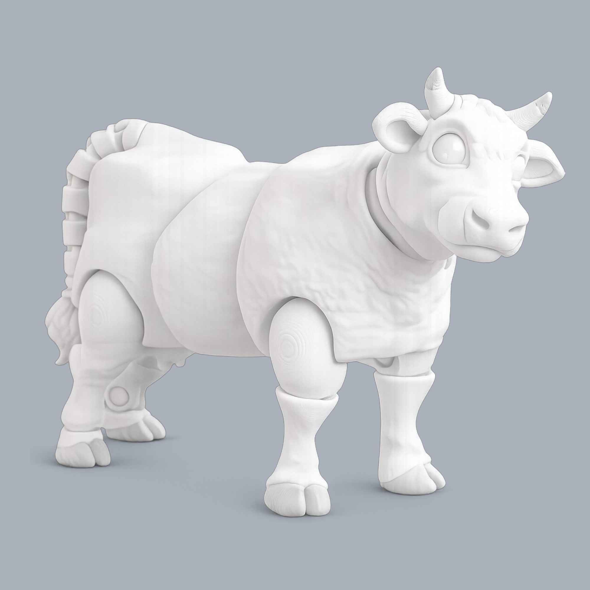 Dairy cow sculpture made from Driftwood 3D Printworks' Paint-A-Flexi paintable flexible material.