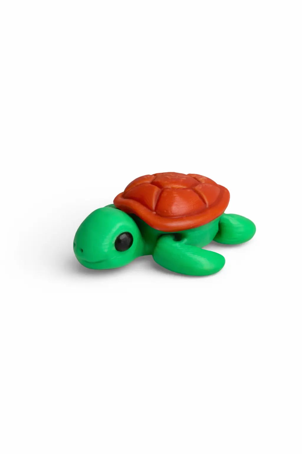 Flexi turtle with green body and brown shell on a white background