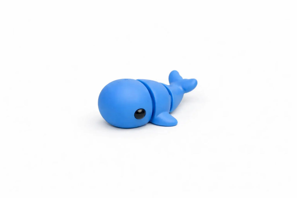 Blue whale flexi on a white background