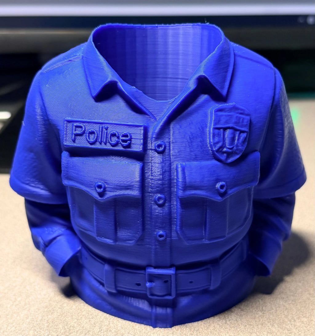 3D Printed Police Officer Uniform Pen Holder Driftwood 3D Printworks Home Decor