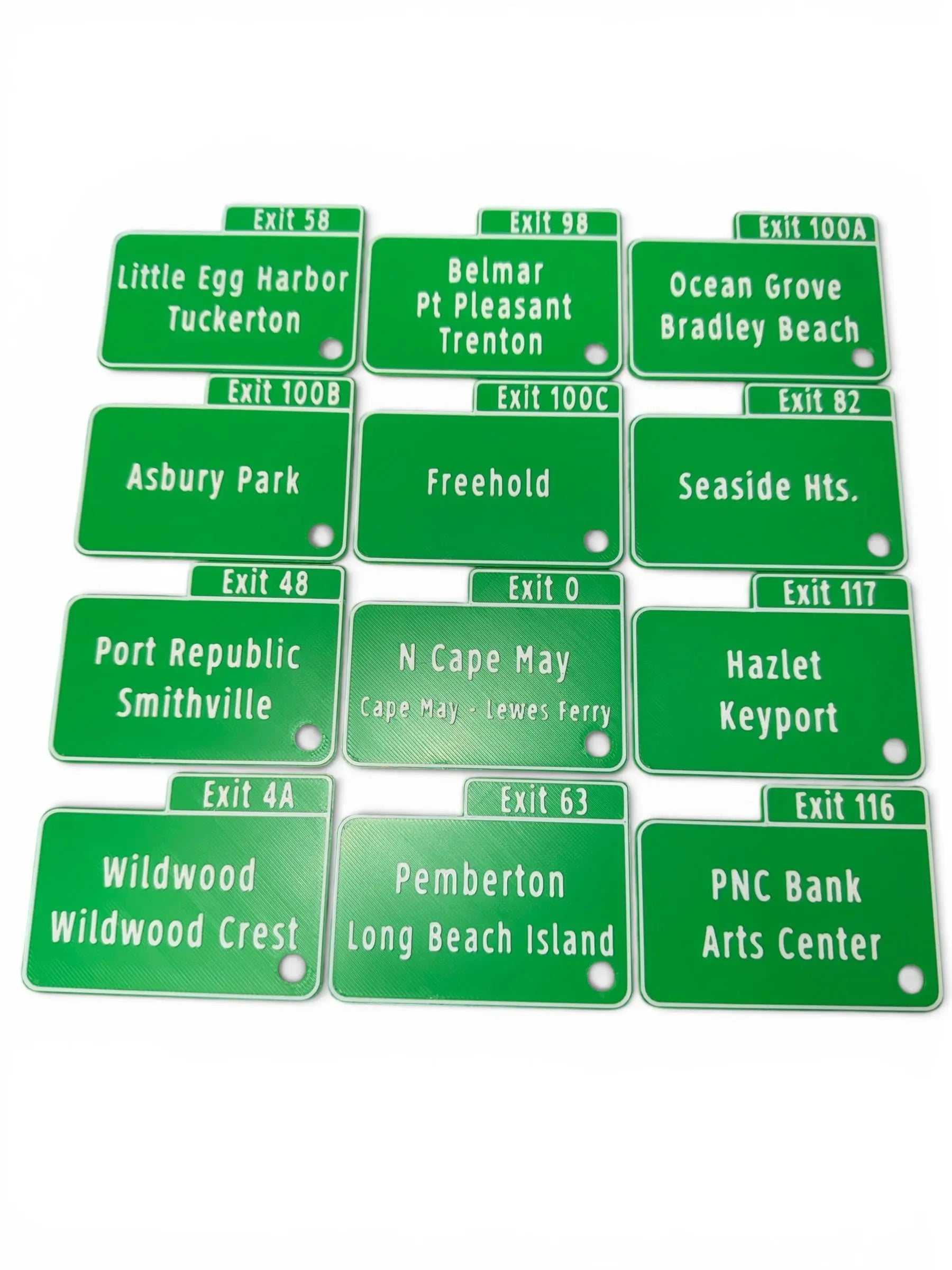 NJ Garden State Parkway Exit Sign Keychains Driftwood 3D Printworks Key chain