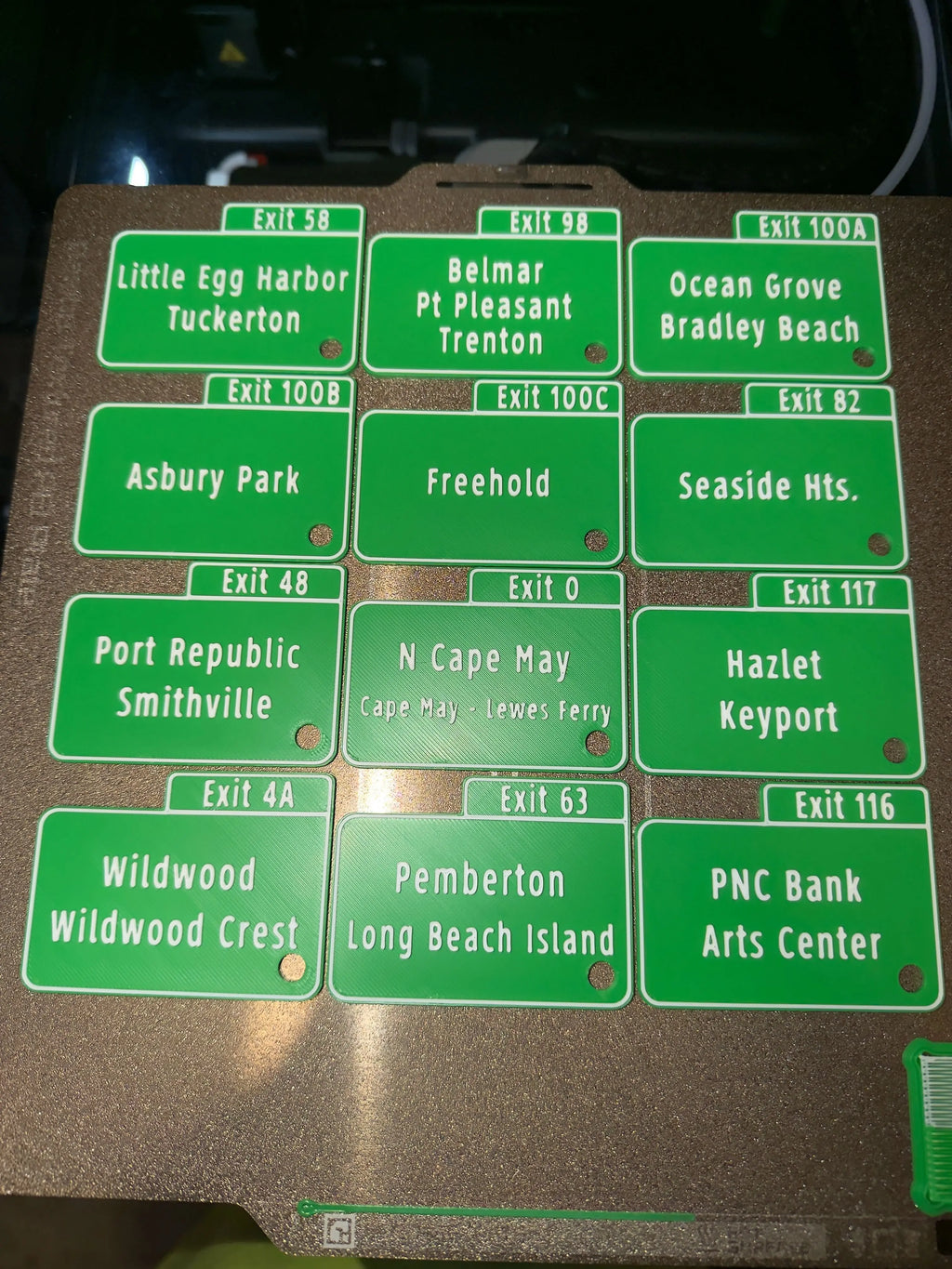 NJ Garden State Parkway Exit Sign Keychains - Driftwood 3D Printworks