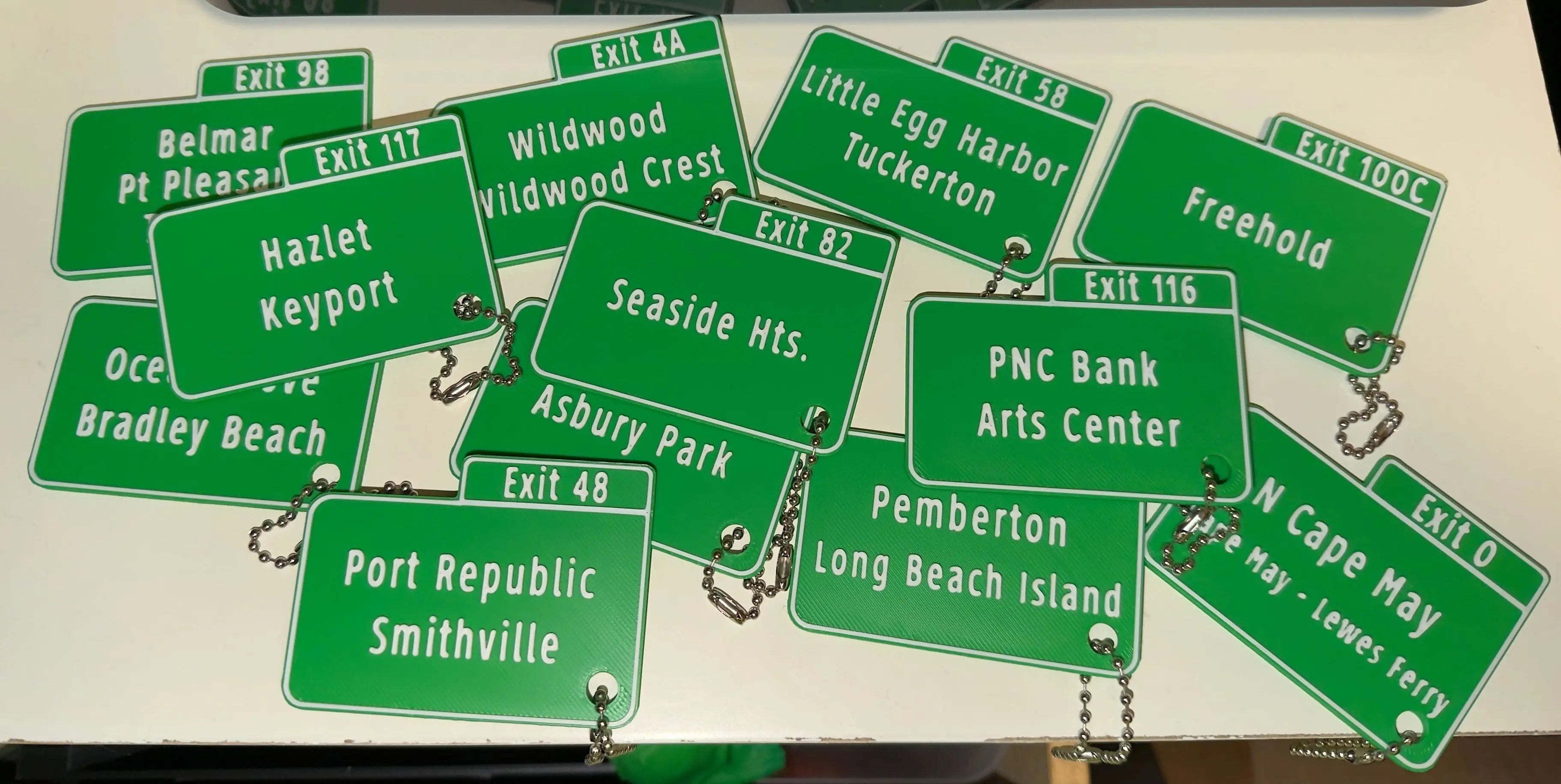 NJ Garden State Parkway Exit Sign Keychains - Driftwood 3D Printworks