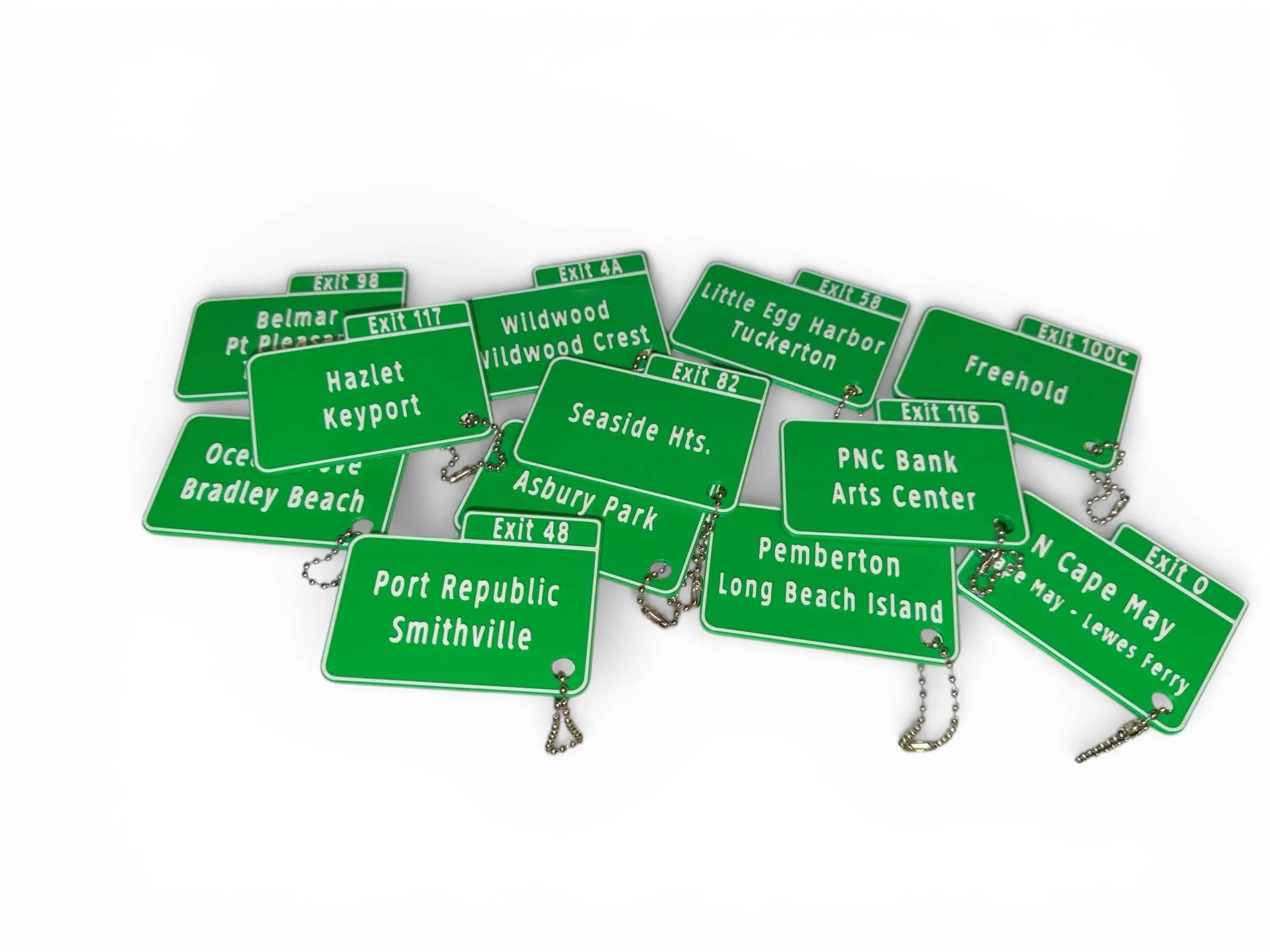 NJ Garden State Parkway Exit Sign Keychains Driftwood 3D Printworks Key chain