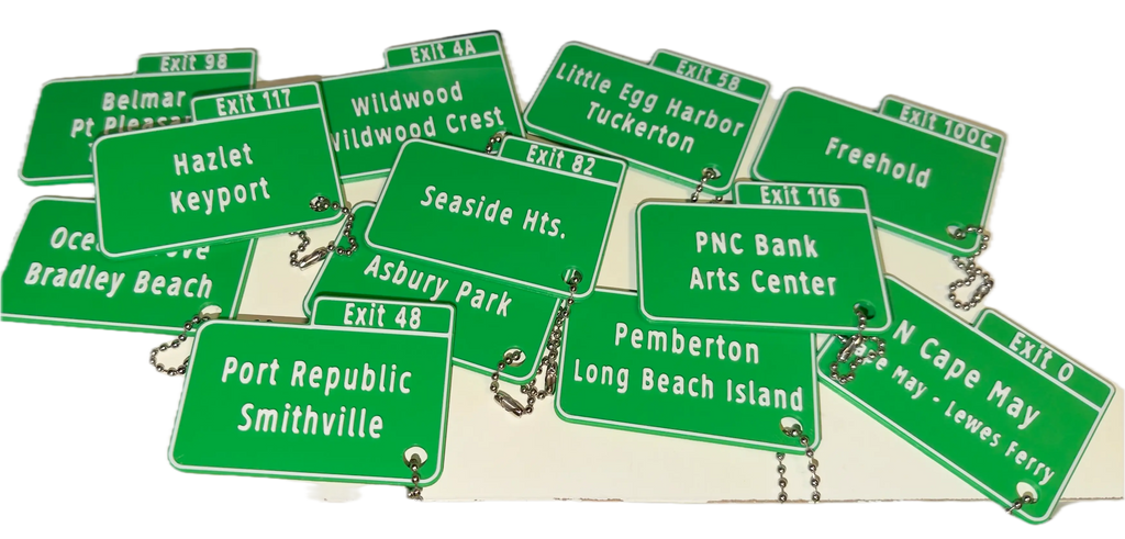 NJ Garden State Parkway Exit Sign Keychains - Driftwood 3D Printworks