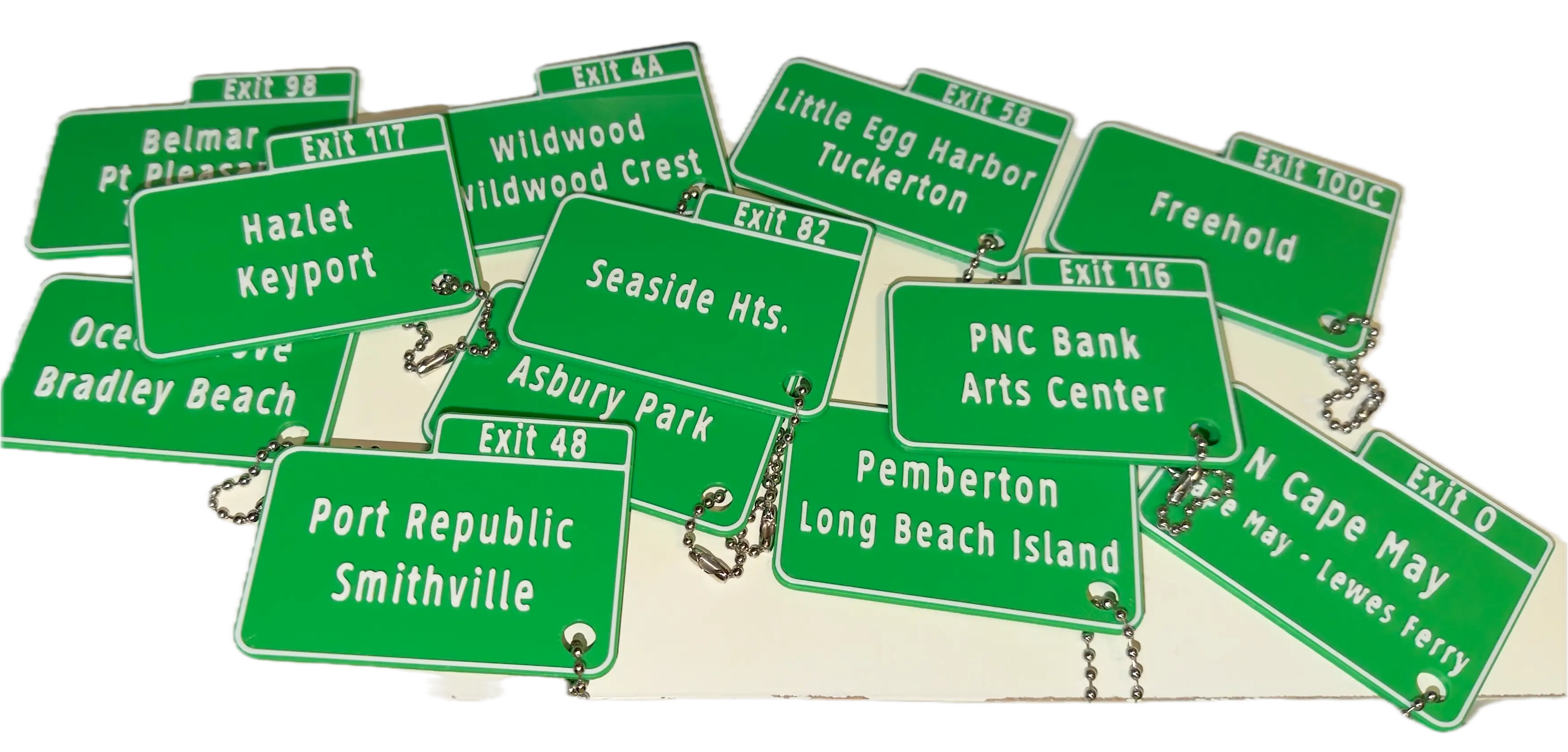 NJ Garden State Parkway Exit Sign Keychains - Driftwood 3D Printworks