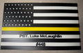 American flag with a thin yellow stripe and personalized text on a gray background