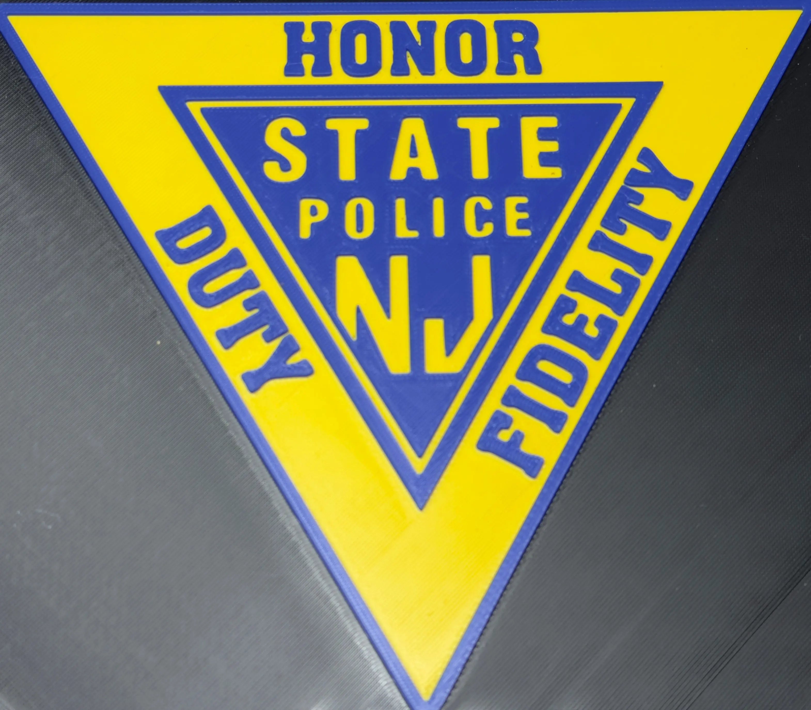 Custom NJ State Police Style Plaque – Personalized Name & Badge Number Driftwood 3D Printworks Home Decor