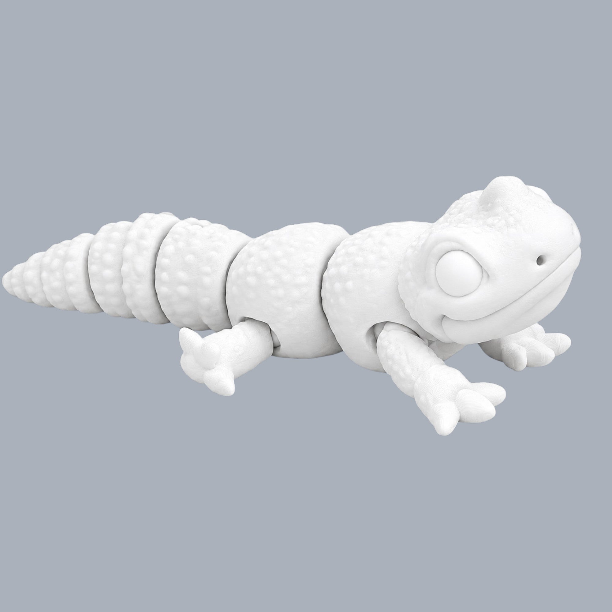 Paint-A-Flexi leopard gecko model by Driftwood 3D Printworks, showcasing detailed reptile figure with textured skin.