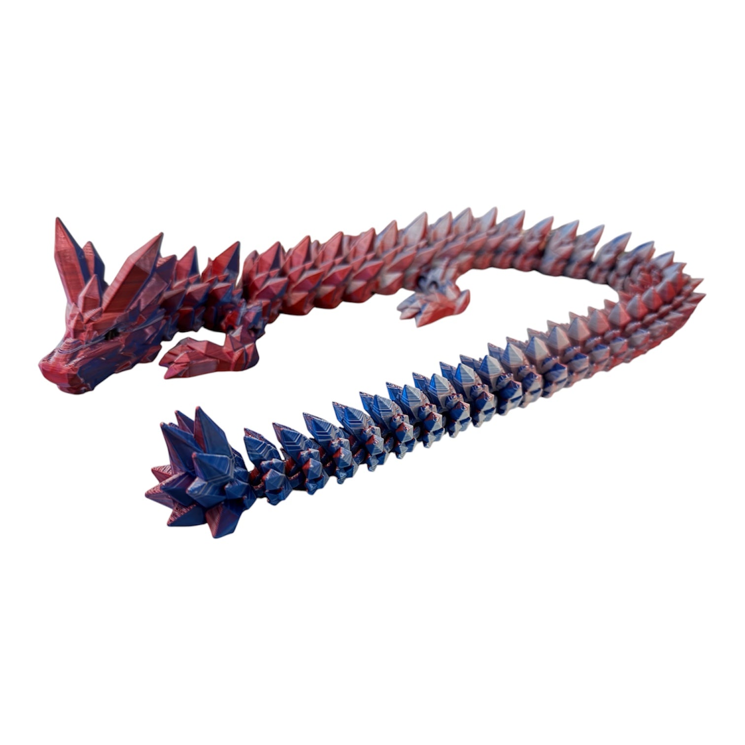 Crystal Dragon Red White & Blue Edition – Articulated 3D Printed Dragon | Multi-Color Fantasy Fidget Driftwood 3D Printworks Flexi Toy