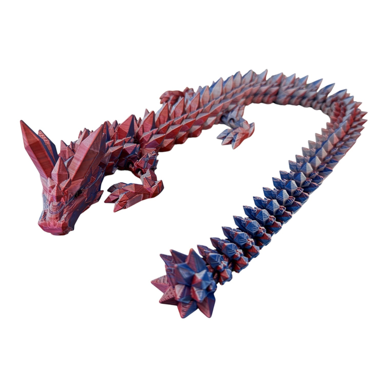 Crystal Dragon Red White & Blue Edition – Articulated 3D Printed Dragon | Multi-Color Fantasy Fidget Driftwood 3D Printworks Flexi Toy