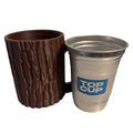 16 oz Driftwood 3D Printworks Ball Cup Log Mug can holder with wooden log design and sturdy handle, perfect for beverages.
