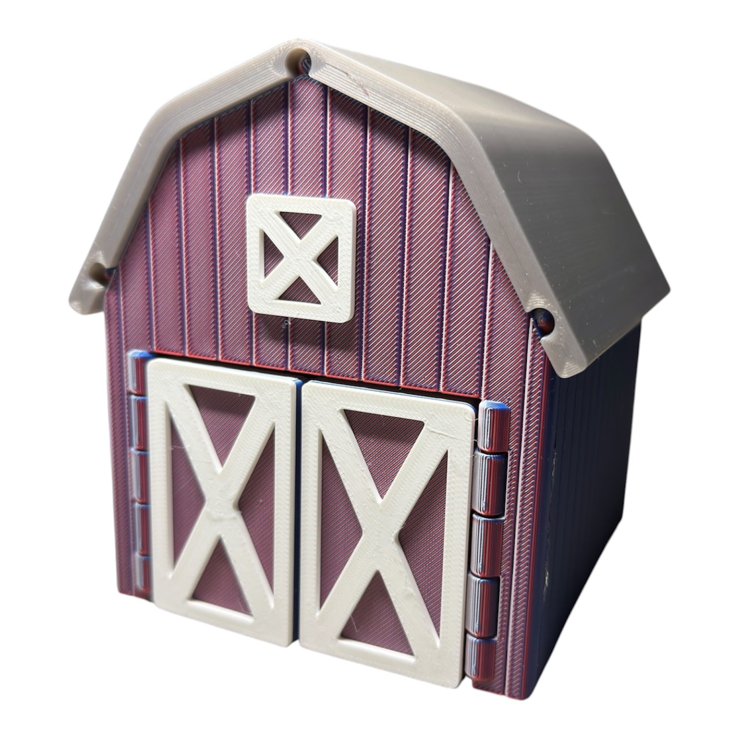 3D printed barn playset by Driftwood 3D Printworks, featuring flexible animal habitats for farm and farm adventure play.