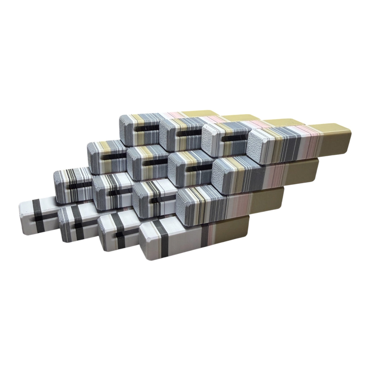 Driftwood 3D Printworks Shift Block Fidget sensory clicker toy with 3D printed design and textured surface for tactile stimulation.
