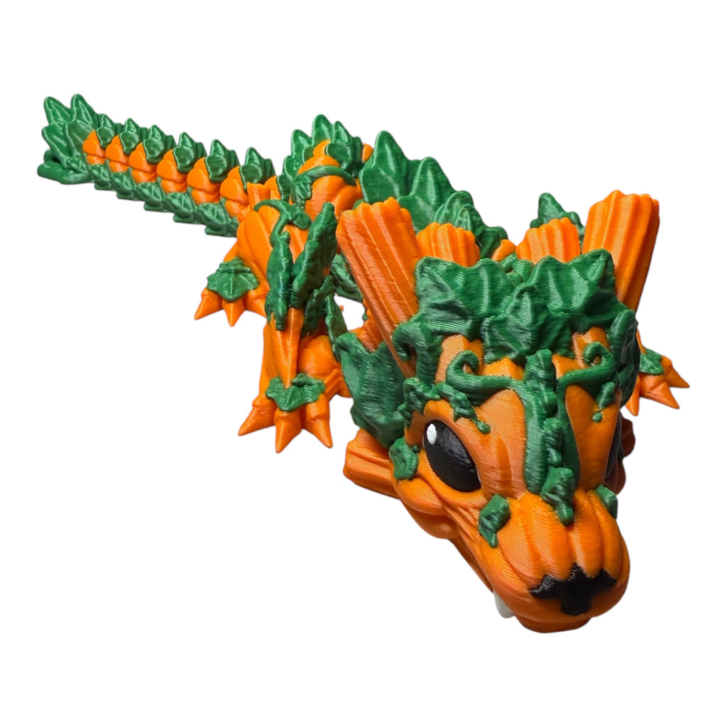 Baby Pumpkin Wyvern – Articulated 3D Printed Dragon | Halloween Flexi Dragon Driftwood 3D Printworks Flexi Toy