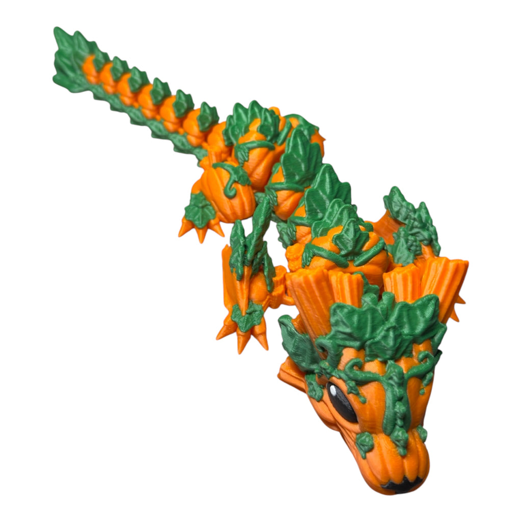 Baby Pumpkin Wyvern – Articulated 3D Printed Dragon | Halloween Flexi Dragon Driftwood 3D Printworks Flexi Toy