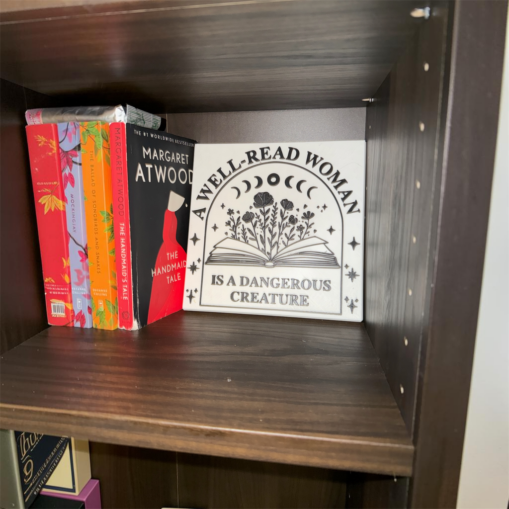 A Well-Read Woman Is a Dangerous Creature – Book Lover Sign Driftwood 3D Printworks Home Decor