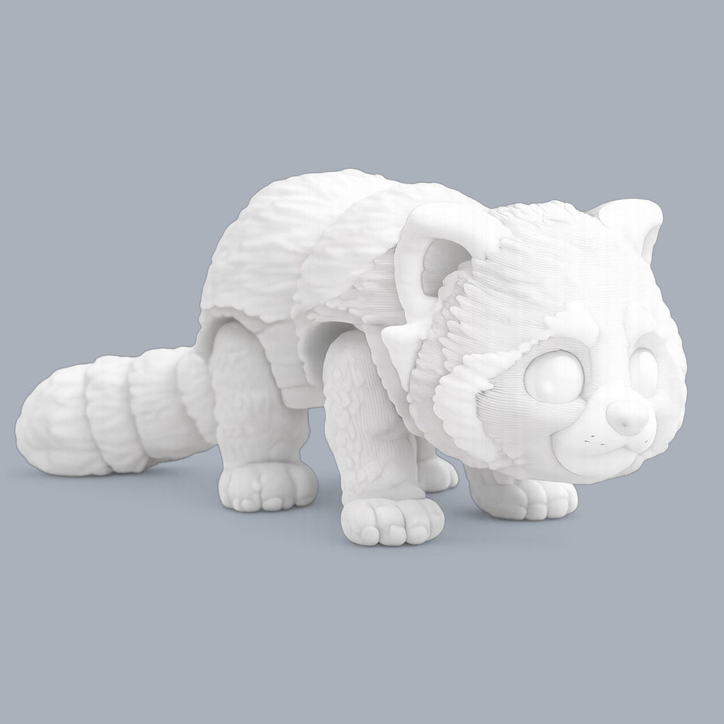 Red panda figurine from Paint-A-Flexi by Driftwood 3D Printworks, showcasing a detailed, vibrant red panda design.