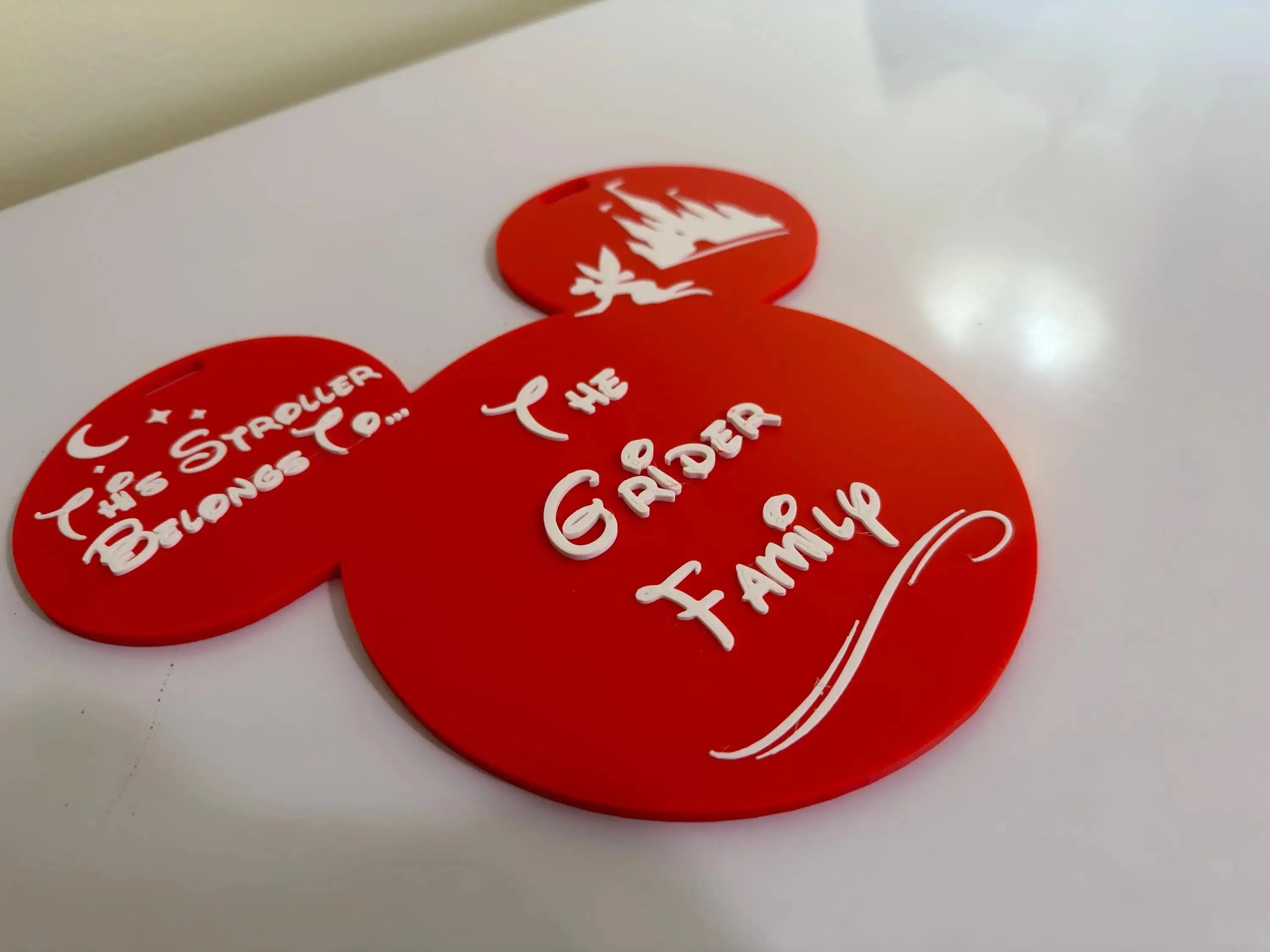 Customized Family Name Sign for Stroller, Theme Park Stroller I.D Tag (Mouse)