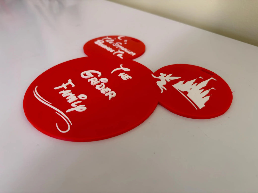 Customized Family Name Sign for Stroller, Theme Park Stroller I.D Tag (Mouse)